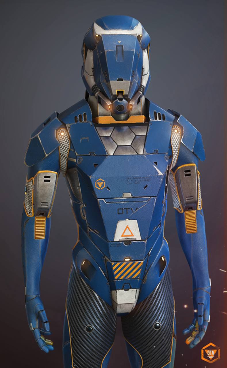 Armor Hero installation render on illuminated octagonal base
